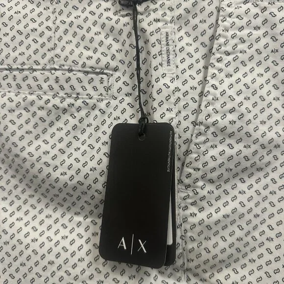 Armani Exchange AX Men's Size 36 Black Geometric Logo Print 9 Inseam Shorts